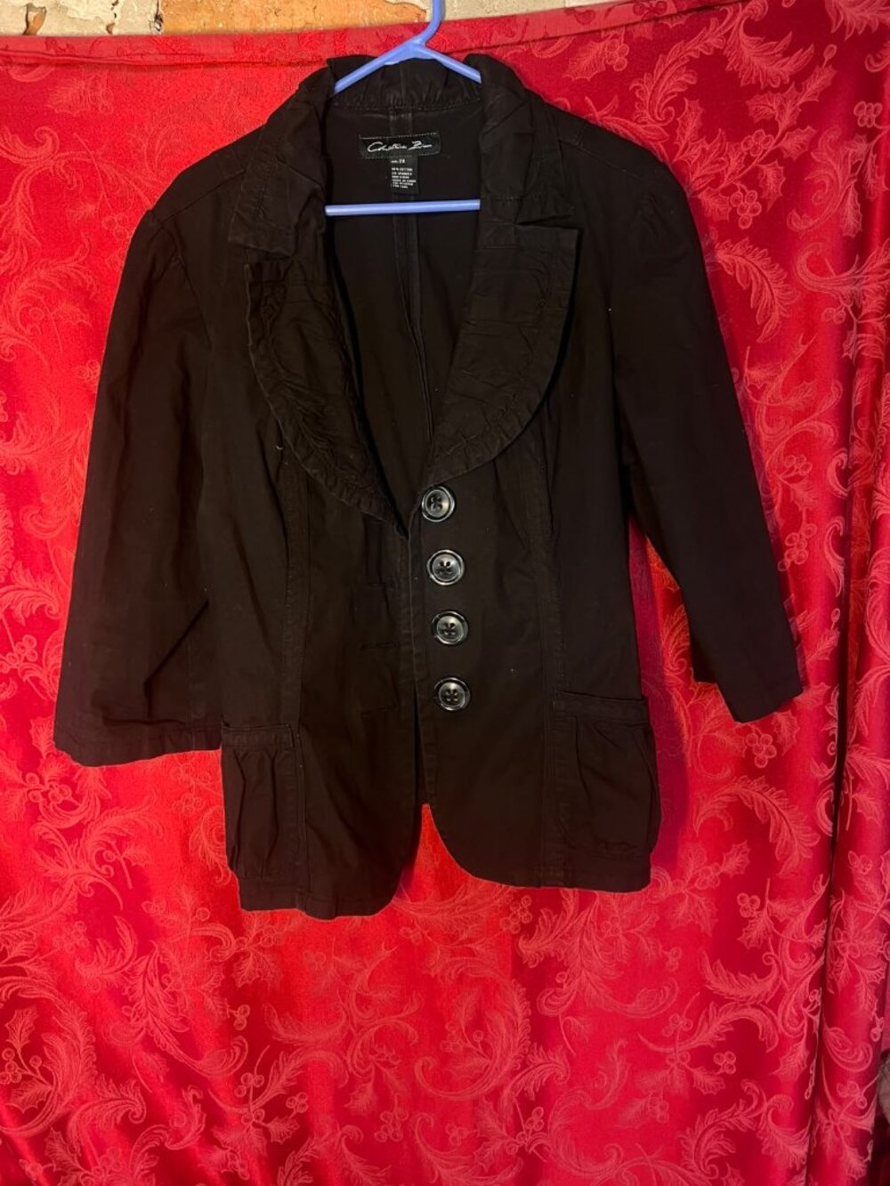 Christina Zinn Women's Plus Size 2X Black Button Down Jacket Blazer